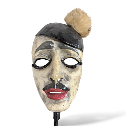 Pair of Vintage Puppet Head Masks – Papier-Mâché Theatre Figures