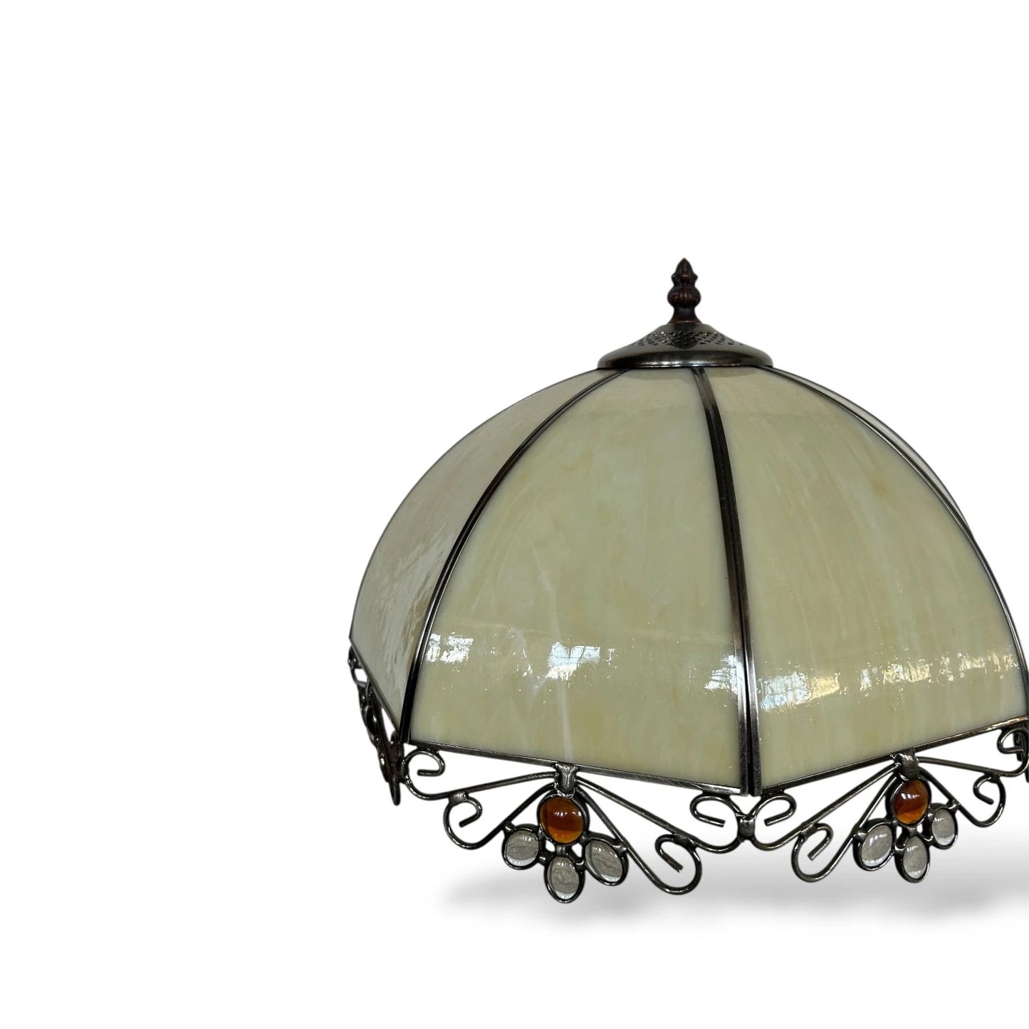 Vintage Tiffany Style Lamp – Stained Glass Table Lamp with Art Nouveau Metal Base