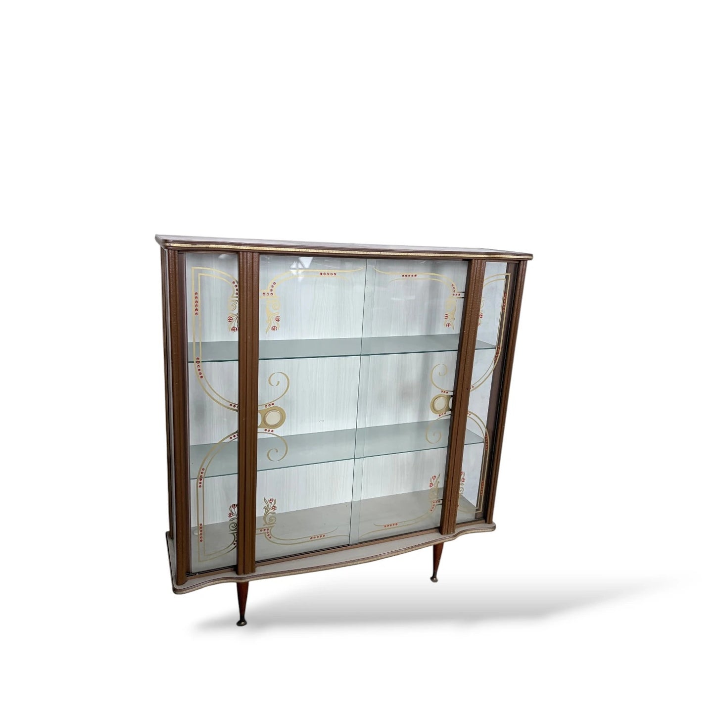 Formica Drinks Display Cabinet | Mid-Century Curved Glass Cocktail Bar