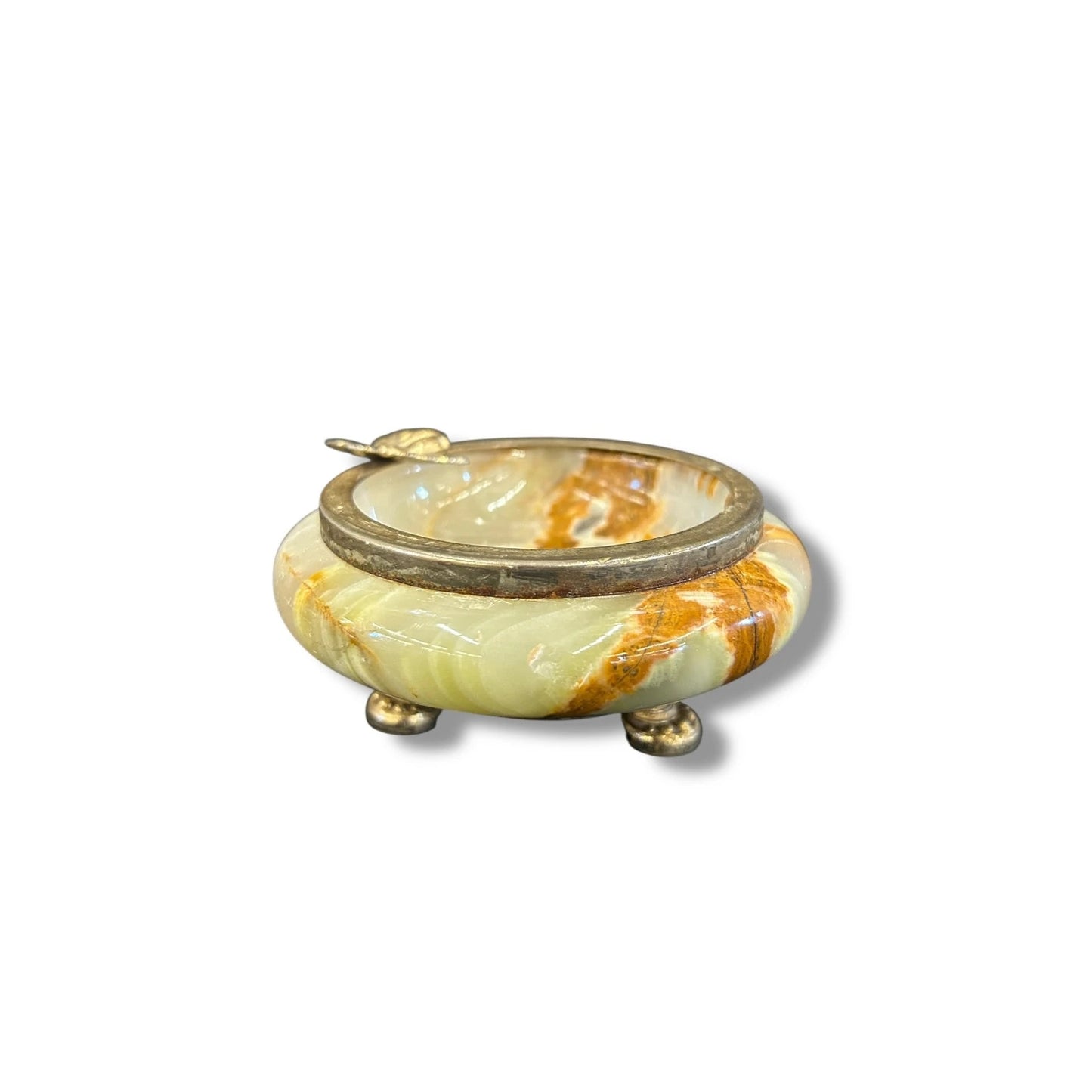 Mid Century Modern Onyx Marble Trinket Dish Ashtray