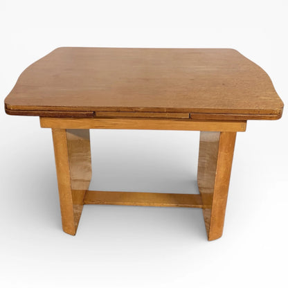 Art Deco Walnut Dining Table | Vintage Draw Leaf Extending Dining Table With Pedestal Legs