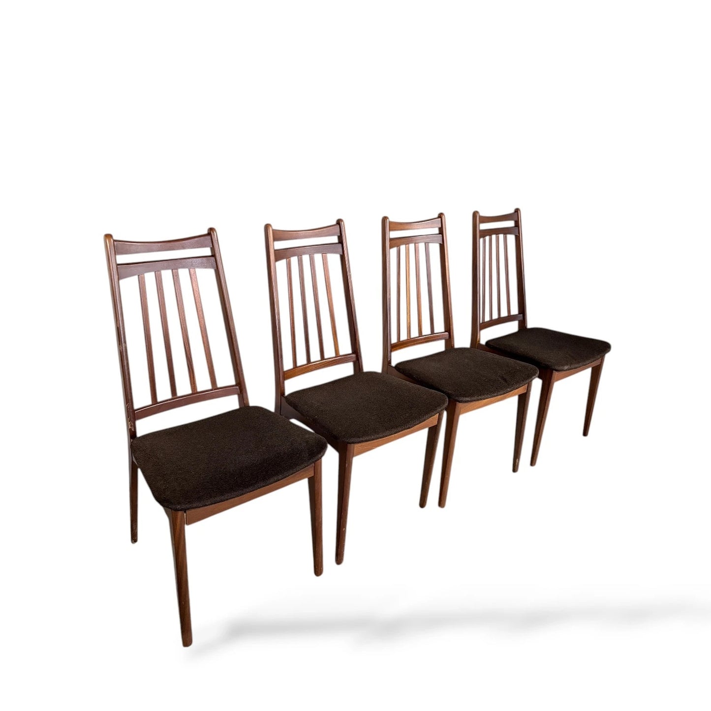 Set of 4 Elliott’s of Newbury High Back Teak Dining Chairs – Mid-Century
