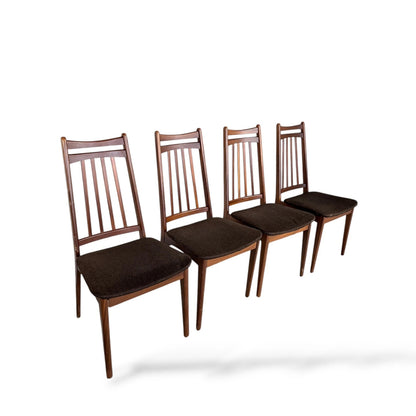 Set of 4 Elliott’s of Newbury High Back Teak Dining Chairs – Mid-Century