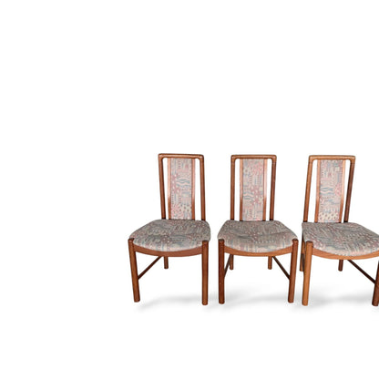Set of Four Skovby Danish Dining Chairs | Solid Teak Frames with Original Paisley