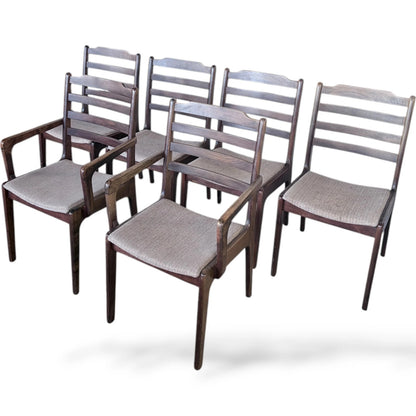 Rosewood Dining Chairs - Set of Six Mid Century Scandinavian Upholstered Seats