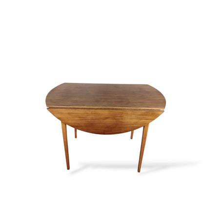Mid-Century Teak & Beech Drop-Leaf Dining Table – Compact Vintage Table
