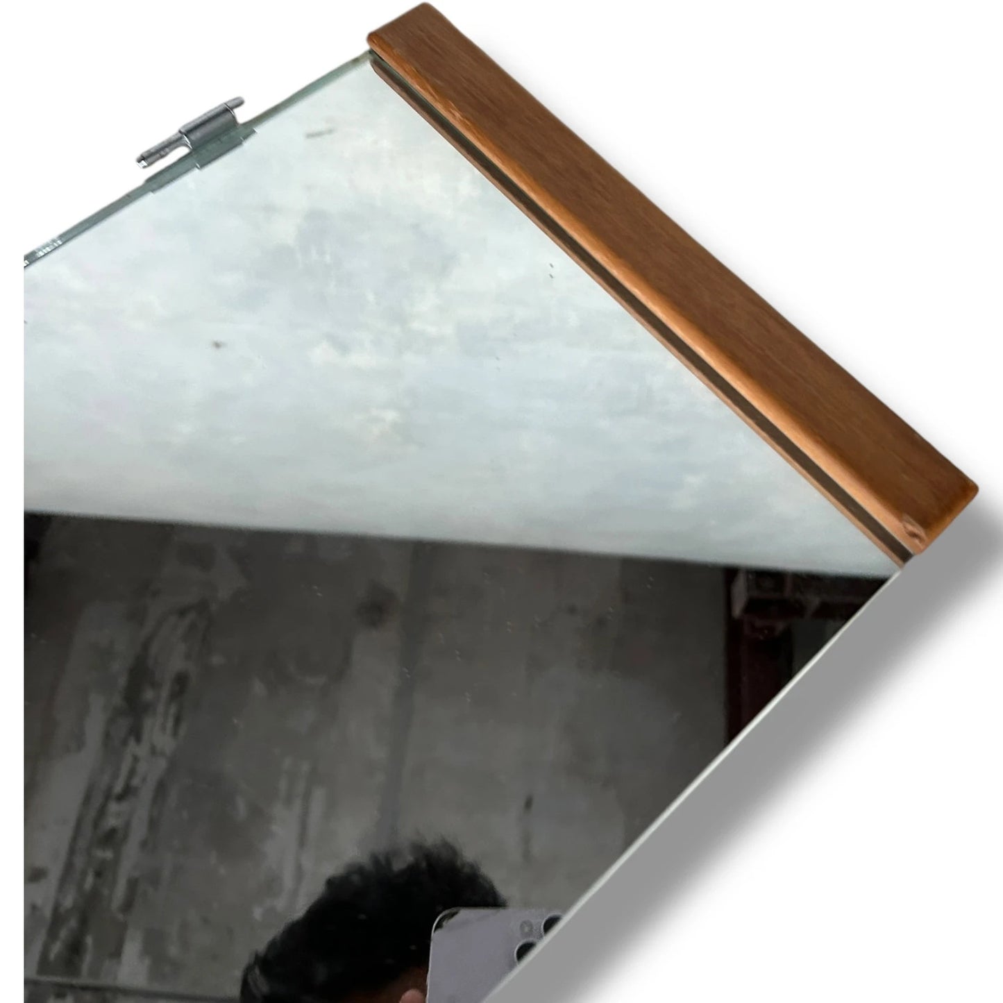 Mid Century Nathan Handled Teak Mirror – Vintage Rectangular Dressing Mirror