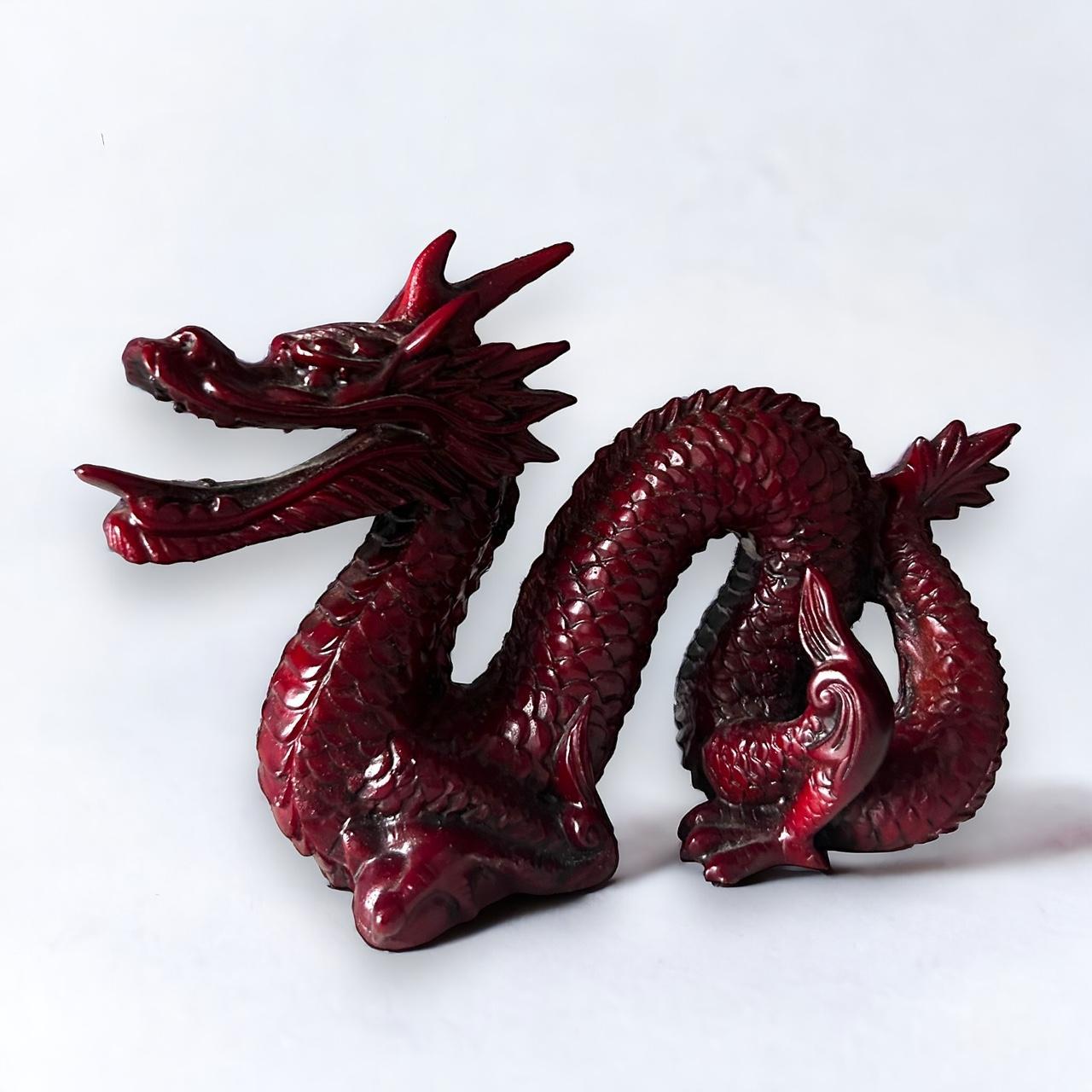 vintage 1970s Chinese red dragon sculpture