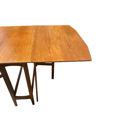 Mid Century Modern Teak Wood Lacquered Drop Leaf Extending Dining Table