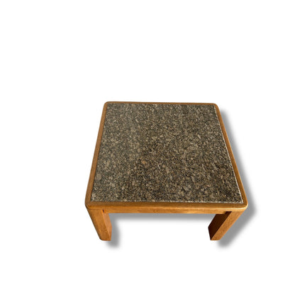 Mid Century Danish Teak & Granite Coffee Table | Brutalist Design