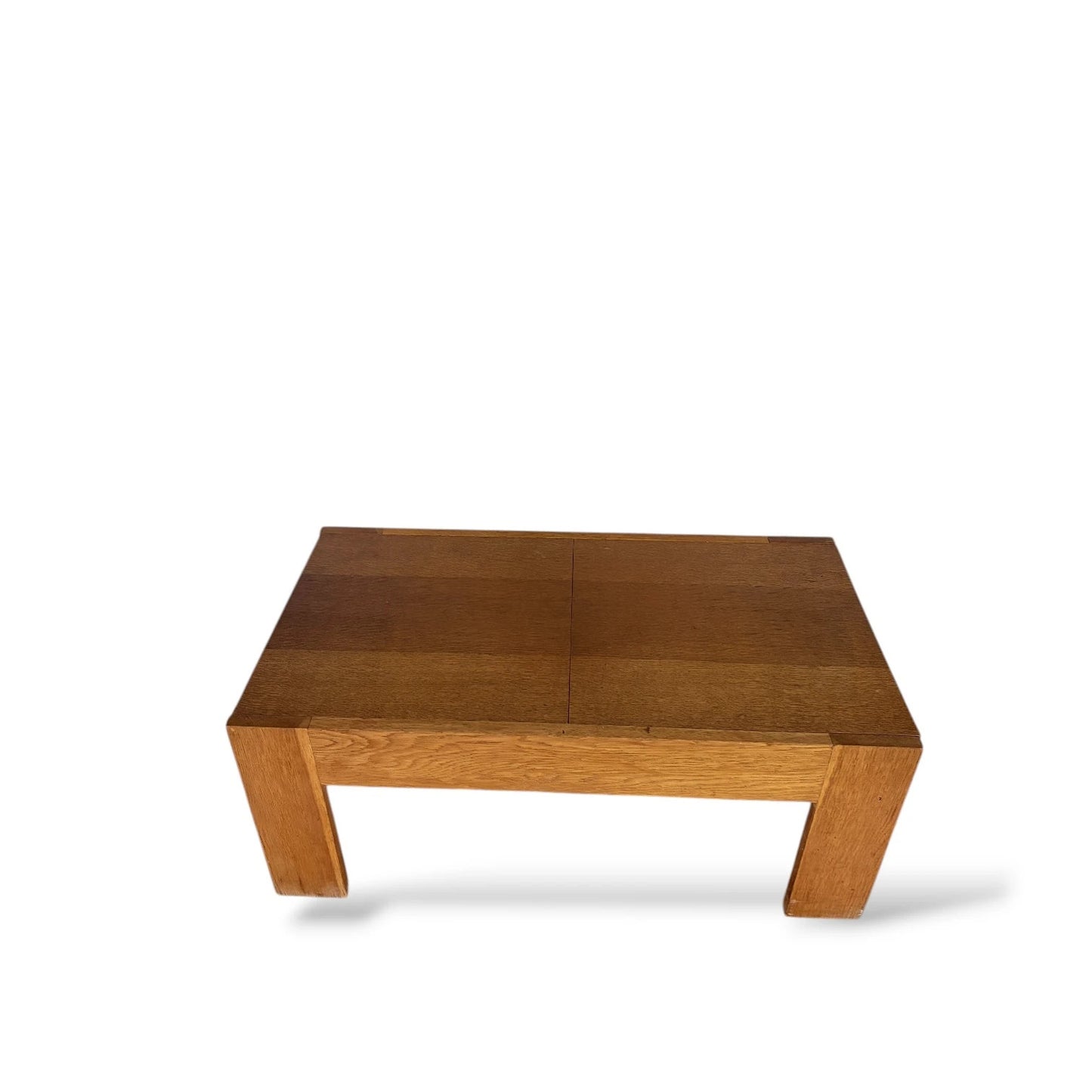 French Tiger Oak Sliding-Top Coffee Table – Mid-Century Modern Storage Table