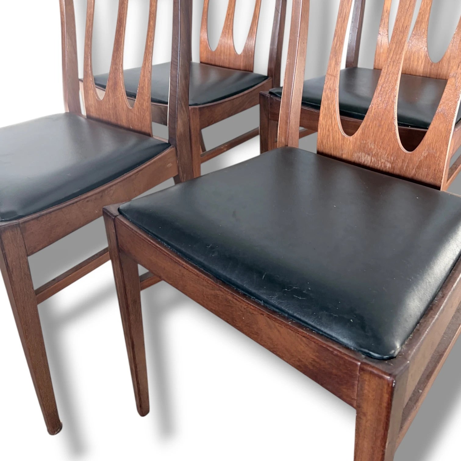 G Plan Brasilia Chairs - Set of 4 Vintage Teak Dining Chairs with Black Vinyl Upholstery — view 4