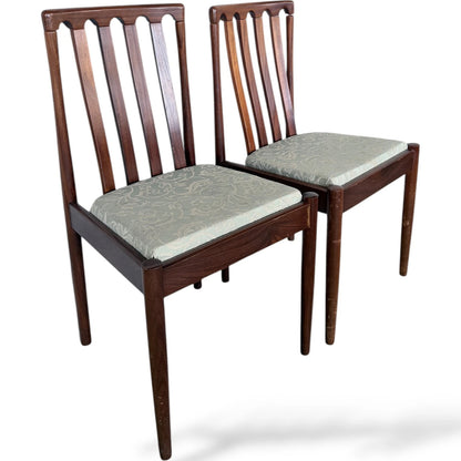 Mid Century Teak Chairs – Vintage Upholstered Dining Room Chairs with Slim Tapered Legs