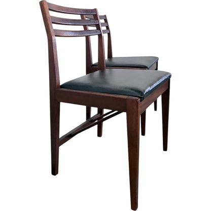 Danish Rosewood Dining Chairs – Pair of Scandinavian Modern Slatted Back Seating