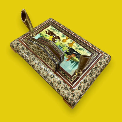 Vintage 1960s Persian Khatam Mosaic Letter Rack