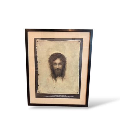 Framed “Head of Christ” Print on Linen – After Gabriel Cornelius von Max