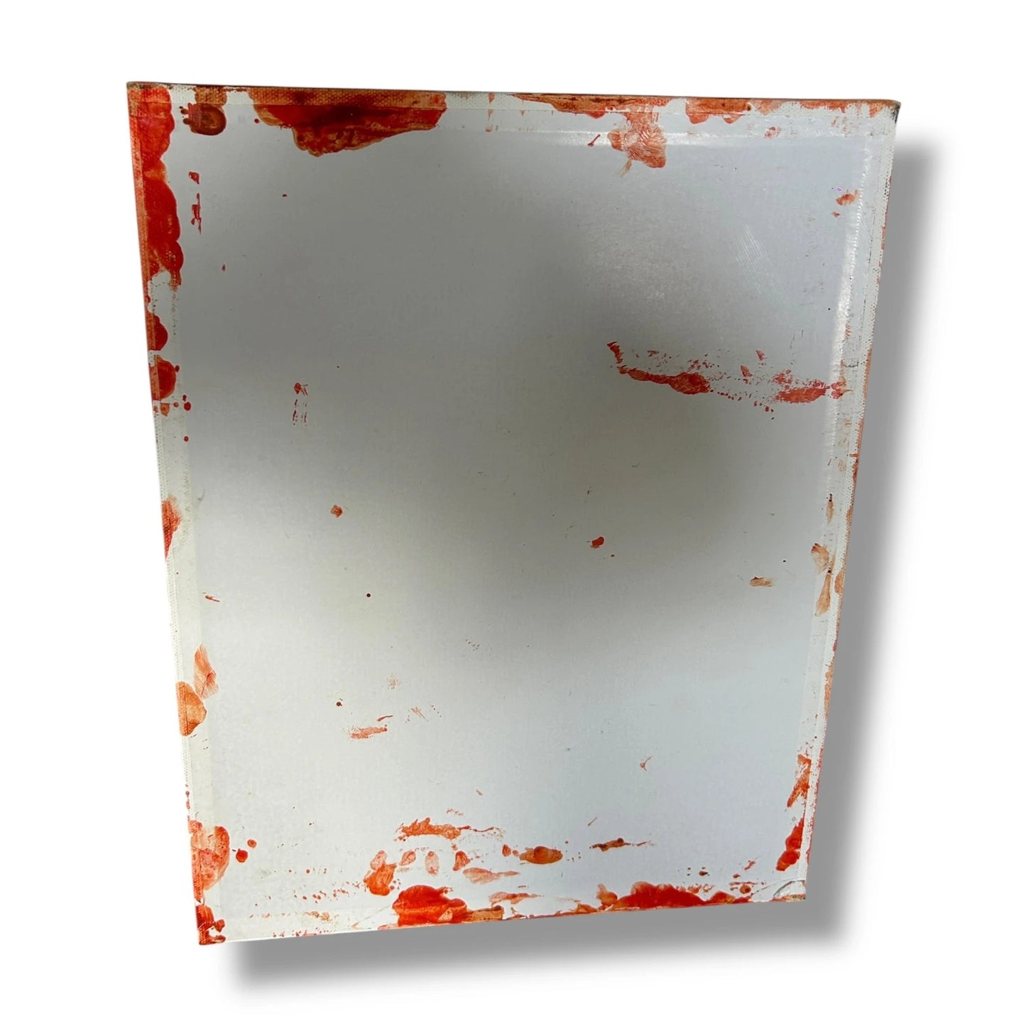 Vintage Abstract Painting – Outsider Art Portrait with Peace Sign – Mid Century Modern