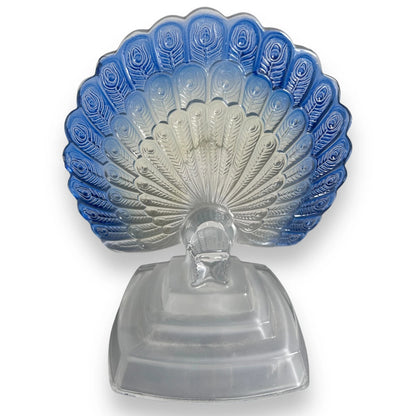 Vintage 1950s Glass Peacock Sculpture