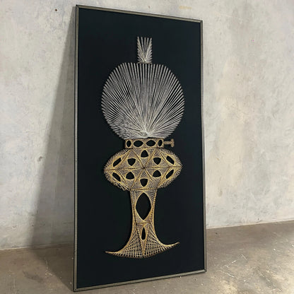 Mid century string art oil lamp