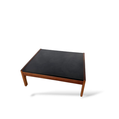 Guy Rogers Teak & Black Formica Coffee Table | Mid-Century Modern Square Table