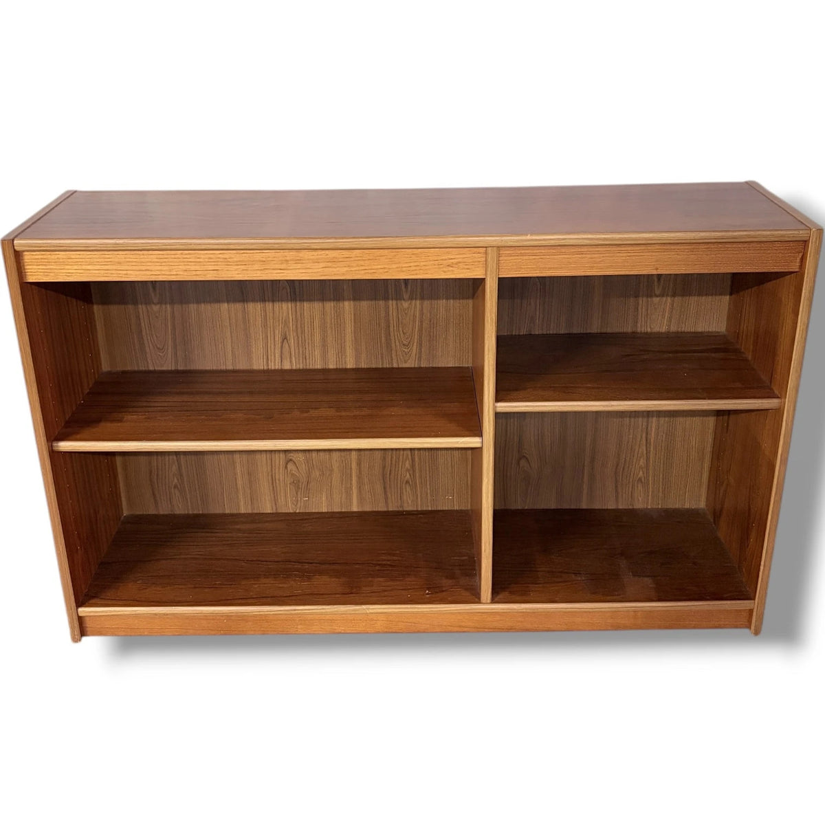 Mid Century Teak Bookcase - Danish Low Shelving Unit With Open Storage