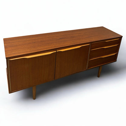 Mid Century Modern Morris Of Glasgow Teak Carved  Wood Sideboard