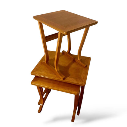 Nathan Teak Nest of 3 Tables | Mid-Century Modern Vintage Nesting Coffee Tables