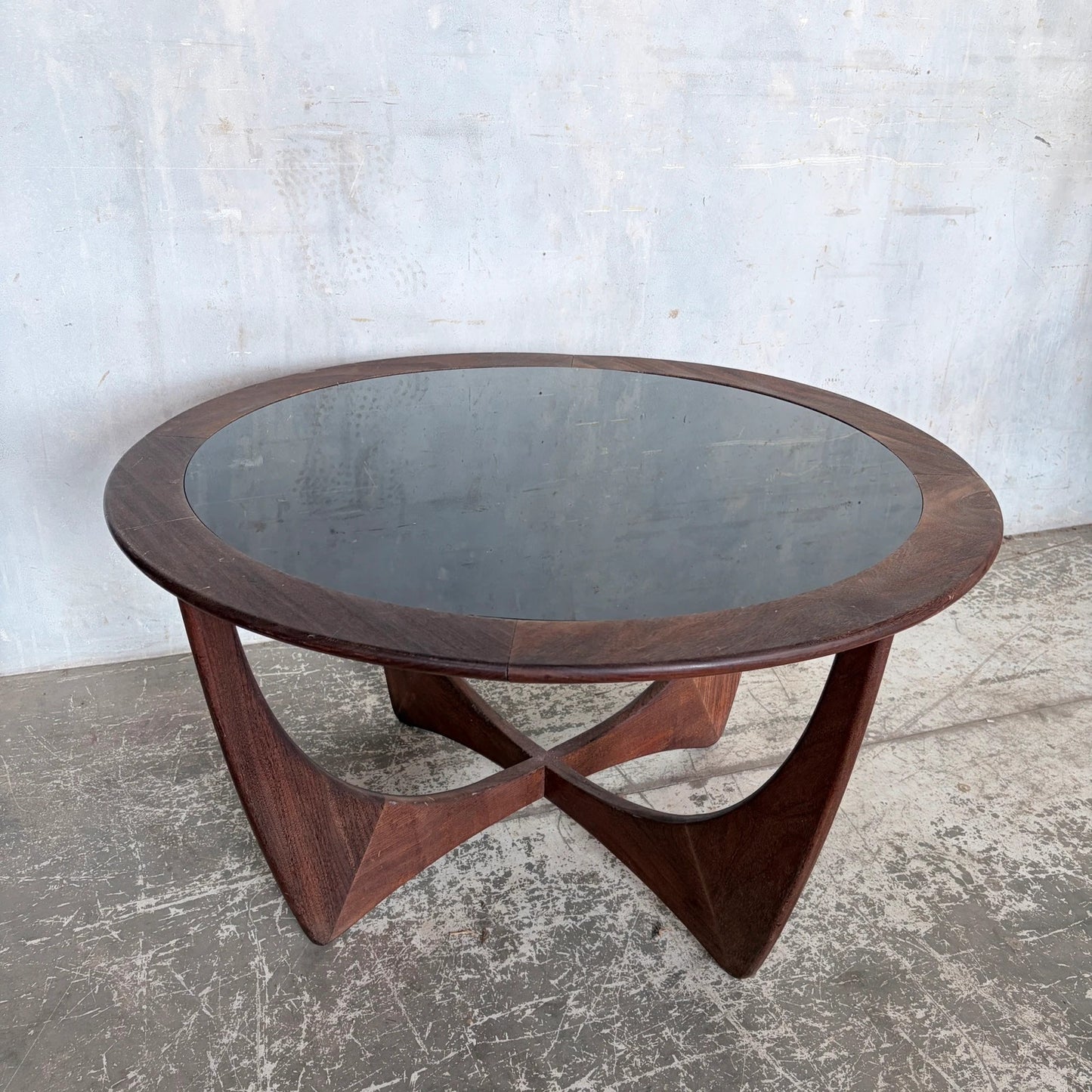 Vintage G Plan Astro Teak Coffee Table with Black Perspex Inset Top