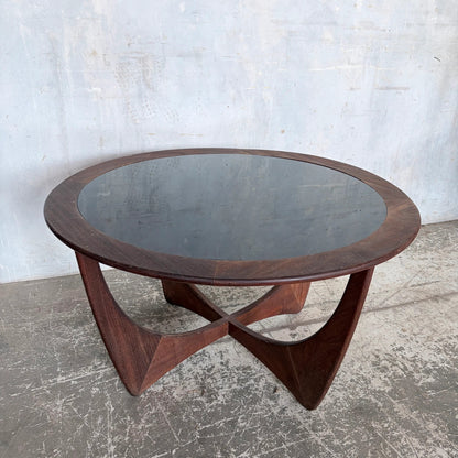 Vintage G Plan Astro Teak Coffee Table with Black Perspex Inset Top