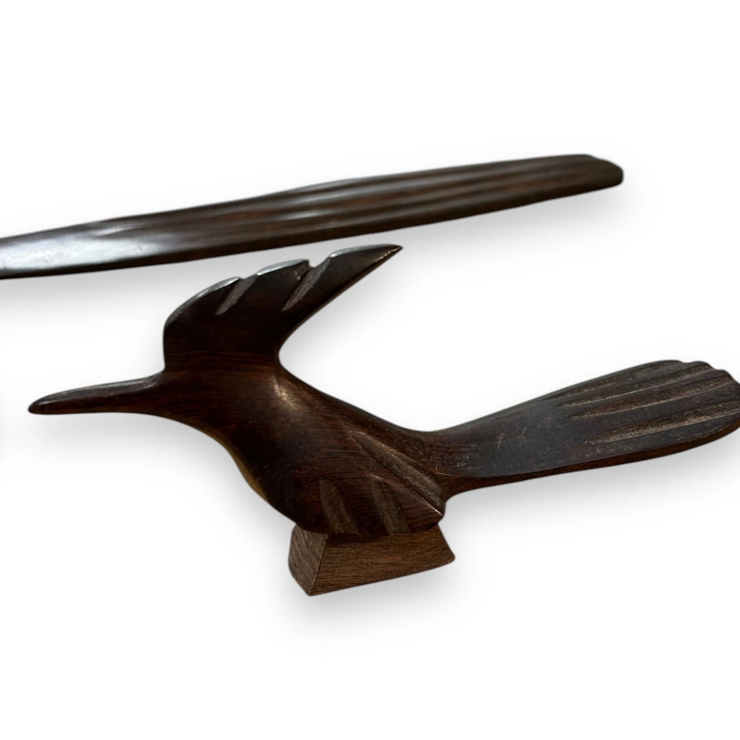 Mid Century Dark Wood Road Runner Pair of Sculptures