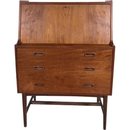Mid Century Teak Bureau | Vintage Secretary Desk with Drop Down Writing Surface