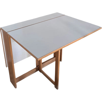 Drop Leaf Dining Table - Vintage Habitat Beech Wood With White Laminate Top — view 4