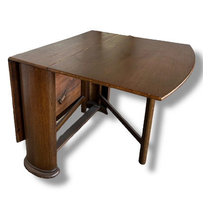 Vintage Art Deco Beautility Walnut Drop Leaf Extending Table