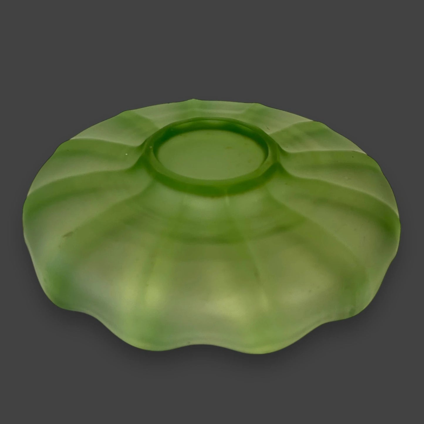 Vintage 1930s Frosted Glass Green Bowl