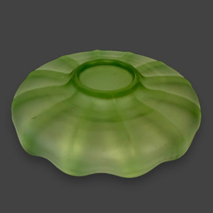 Vintage 1930s Frosted Glass Green Bowl