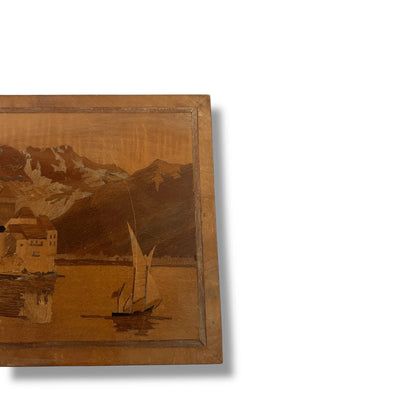 Vintage Boxwood Marquetry Panel | Scottish Landscape Wall Art