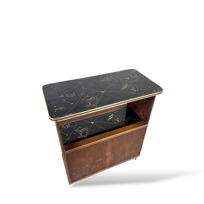 Italian Mid-Century Drinks Bar Trolley | Formica & Teak Cocktail Cabinet