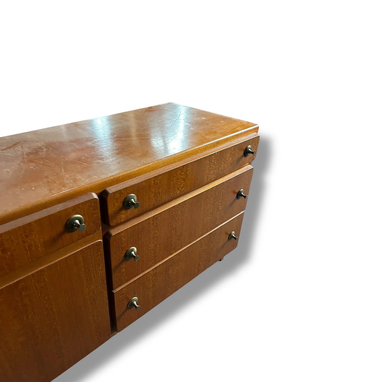 Mid Century Modern McIntosh Low Sideboard | Vintage Teak Credenza with Sleek Minimalist Design