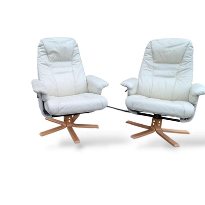 Mid-Century Unico Swivel Armchairs – Pair of Scandinavian Reclining Lounge Chairs