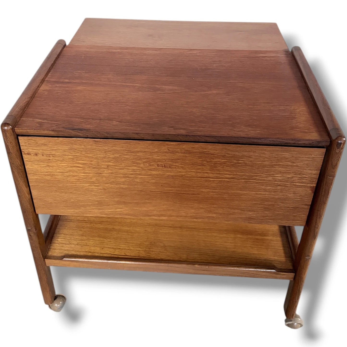 Danish Teak Trolley - Mid Century Extending Cart With Smooth Rolling Castors