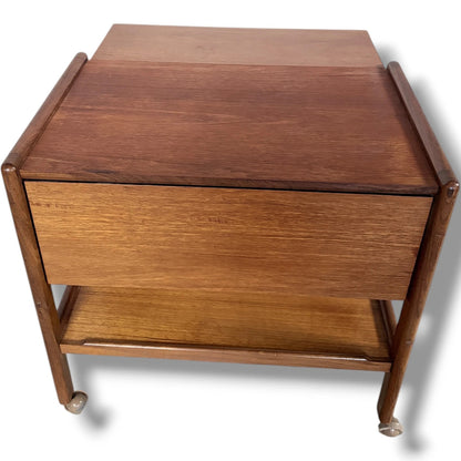 Danish Teak Trolley - Mid Century Extending Cart With Smooth Rolling Castors
