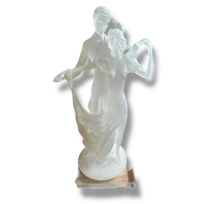 Vintage 1990s Lucite Art Deco Style Dancing Couple Sculpture Signed by Crosa