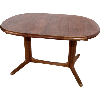 Mid Century Dining Table – Danish Teak Oval Extending Table with Double Leaves — view 4