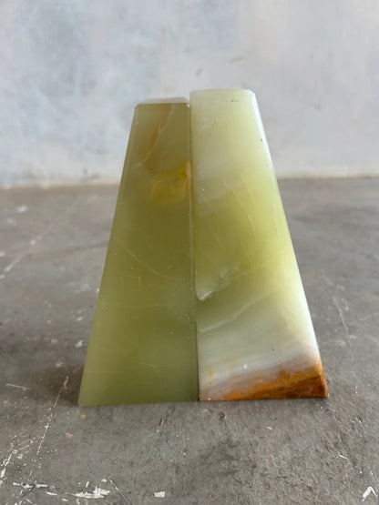 Mid Century Modern Onyx Marble Bookends