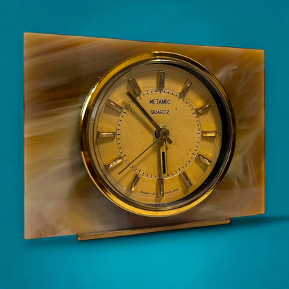Mid Century Metamec Onyx Table Clock