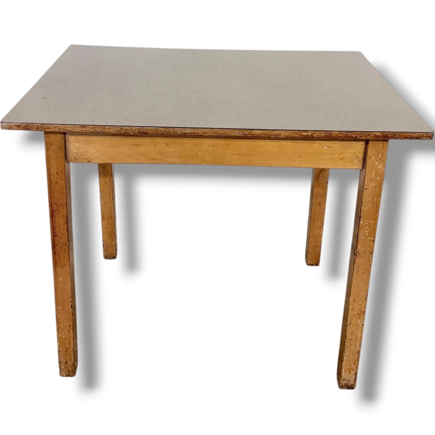 Mid Century Dining Table - Vintage Taupe Formica Top | Solid Wooden Legs