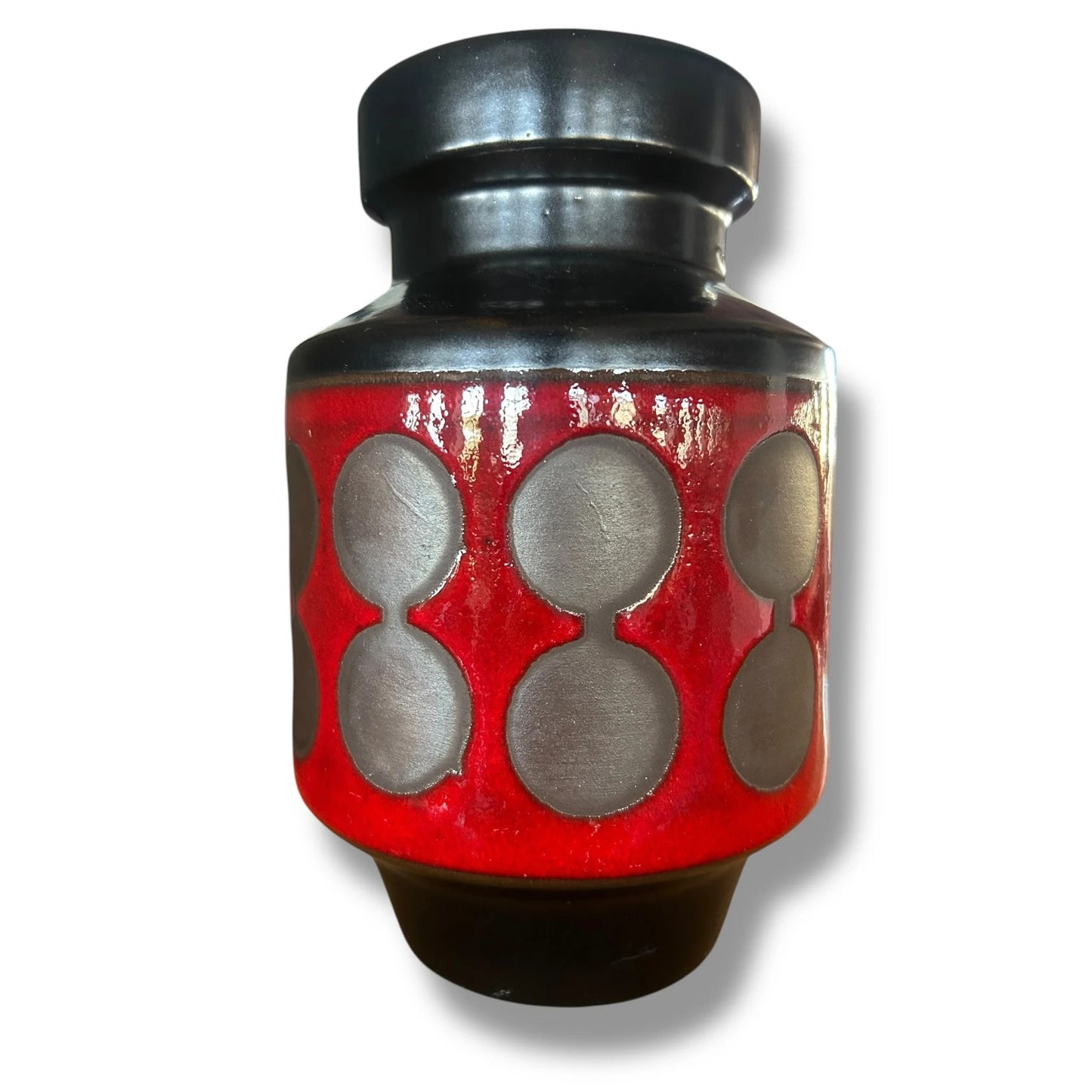 Vintage Dümler & Breiden Fat Lava Vase – Red & Black West German Mid-Century Ceramic
