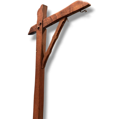 Arts Crafts Floor Lamp - Solid Oak with Integrated Side Shelf | Vintage Lighting