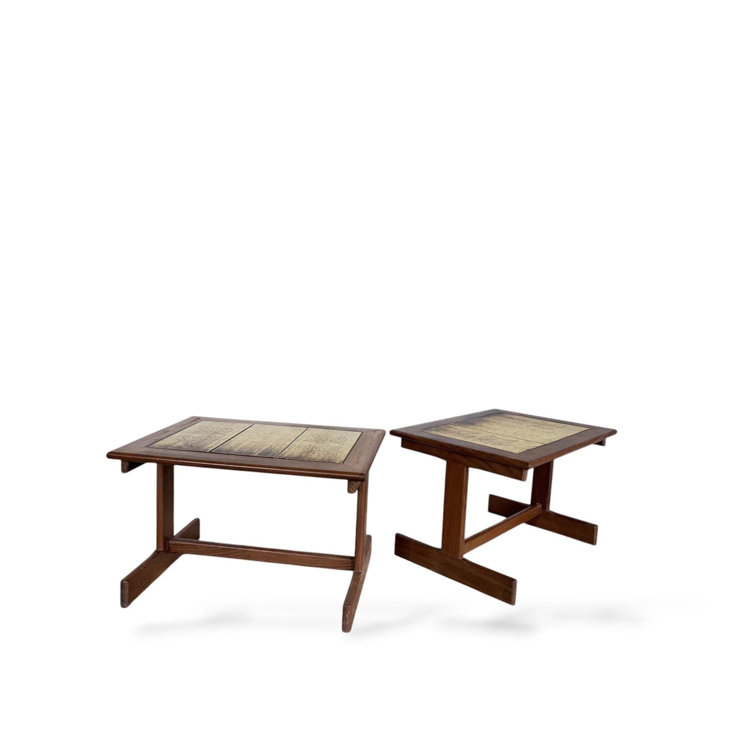 Pair of Vintage Mid-Century Teak & Tile Bedside Tables