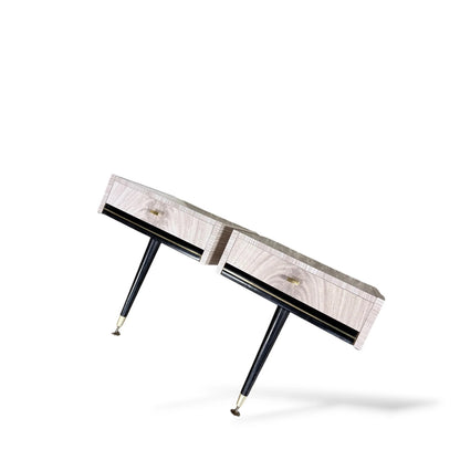 Mid-Century Floating Bedside Cabinets – Pair of Formica Nightstands